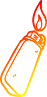 warm gradient line drawing of a cartoon disposable lighter png