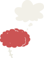 cartoon brain with thought bubble in retro style png