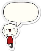 cute cartoon cloud head creature with speech bubble sticker png