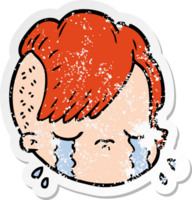 distressed sticker of a cartoon female face png