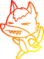 warm gradient line drawing of a angry wolf running png