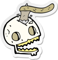 sticker of a cartoon axe in skull png