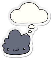 cute cartoon cloud with thought bubble as a printed sticker png