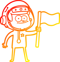 warm gradient line drawing of a happy astronaut cartoon png