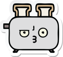 sticker of a cute cartoon of a toaster png