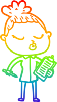 rainbow gradient line drawing of a cartoon calm woman png