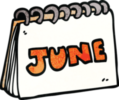 cartoon doodle calendar showing month of june png