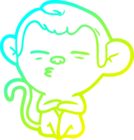 cold gradient line drawing of a cartoon suspicious monkey png