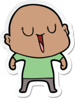 sticker of a happy cartoon bald man png