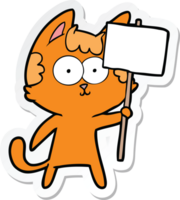 Aufkleber einer fröhlichen Comic-Katze mit Schild png