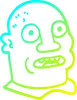 cold gradient line drawing of a cartoon mans head png