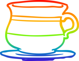 arco iris degradado línea dibujo de un antiguo té taza png