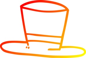 warm gradient line drawing of a cartoon top hat png
