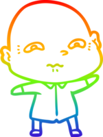 rainbow gradient line drawing of a cartoon nervous man png