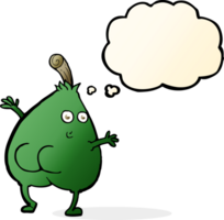 a nice pear cartoon with thought bubble png