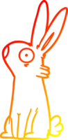 warm gradient line drawing of a cartoon startled rabbit png