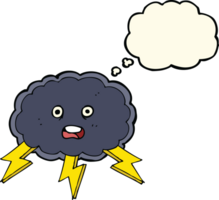 nuage de dessin animé et symbole d'éclair avec bulle de pensée png