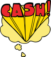 cartoon word cash with thought bubble png