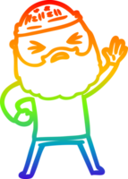 rainbow gradient line drawing of a cartoon man with beard png