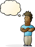 cartoon sulking man with thought bubble png