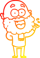 warm gradient line drawing of a cartoon crazy happy man with beard amazed png