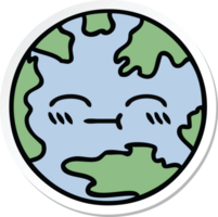 sticker of a cute cartoon planet earth png