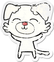 distressed sticker of a cartoon dog png