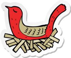 sticker of a cartoon bird on nest png