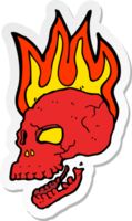 sticker of a cartoon flaming skull png