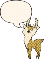 cartoon happy stag with speech bubble in comic book style png