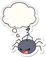 cartoon spider with thought bubble as a printed sticker png