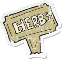 retro distressed sticker of a cartoon herbs sign png