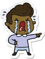 sticker of a cartoon crying man png