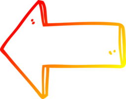 warm gradient line drawing of a cartoon arrow png