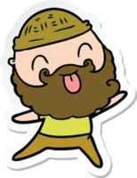 sticker of a man with beard sticking out tongue png