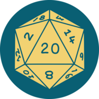 iconic tattoo style image of a d20 dice png