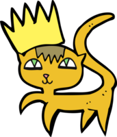 chat de dessin animé avec couronne png