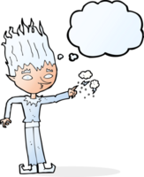 dibujos animados de jack frost con burbuja de pensamiento png