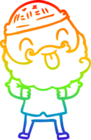 rainbow gradient line drawing of a man with beard sticking out tongue png