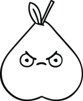 line drawing cartoon of a angry pear png