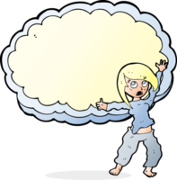 Cartoon gestresste Frau vor Wolke mit Platz für Text png