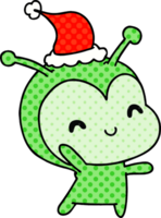 hand drawn christmas cartoon of kawaii alien png