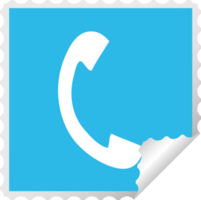fyrkant peeling klistermärke tecknad serie av en telefon telefonlur png