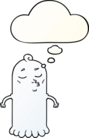 cartoon ghost with thought bubble in smooth gradient style png