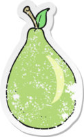 retro distressed sticker of a cartoon pear png