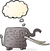 Cartoon Wollmammut mit Gedankenblase png