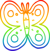 rainbow gradient line drawing of a cartoon huge butterfly png