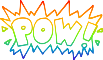 rainbow gradient line drawing of a cartoon word pow png