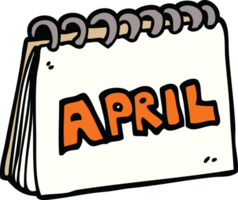 cartoon doodle calendar showing month of april png