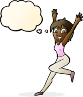 cartoon excited woman with thought bubble png